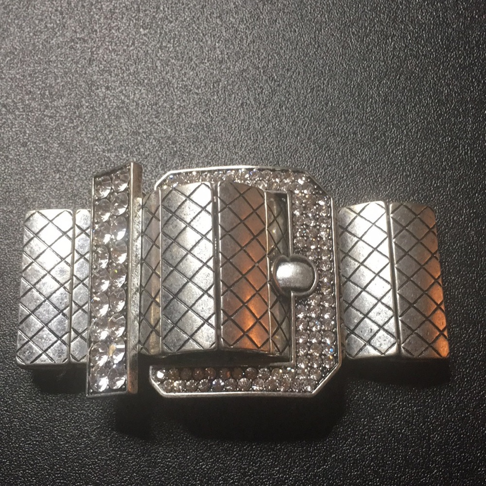 Silver Tone & Rhinestone Buckle Stretch Bracelet
